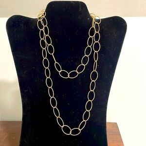 Theresa Mink Open Loop Gold Tone 38” Chain Necklace